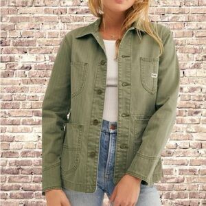 Lee Vintage Modern Loco Chore Denim Jean Jacket Coat XS 100% Cotton Olive Green